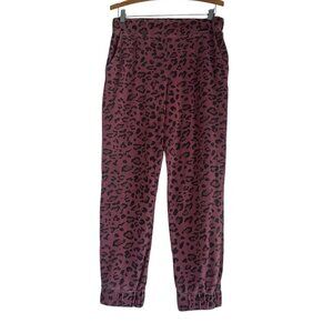 Sundry Womens Maroon Leopard Jogger Sweatpants Sz 2 Or M Comfort Anthropologie
